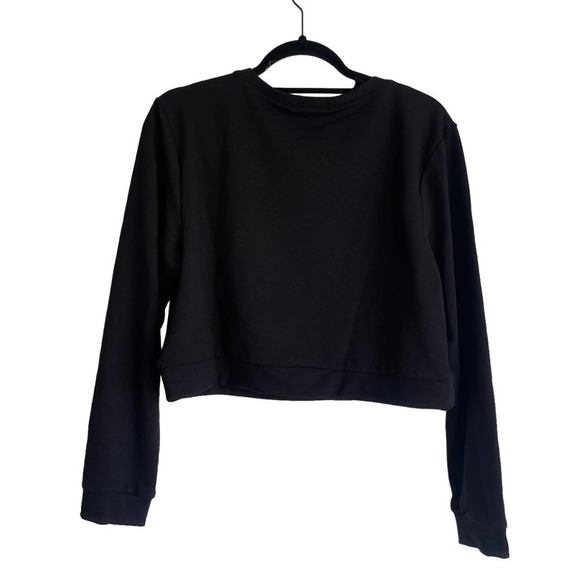 Samantha Eng Long Sleeve Crop Top Black Solid Women's Size M NWT - Picture 2 of 9